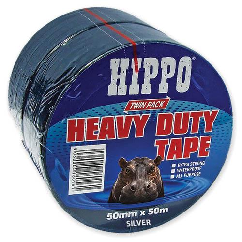 50MMX50M HIPPO SILVER HEAVY DUTY TAPE TWIN PACK Image 1