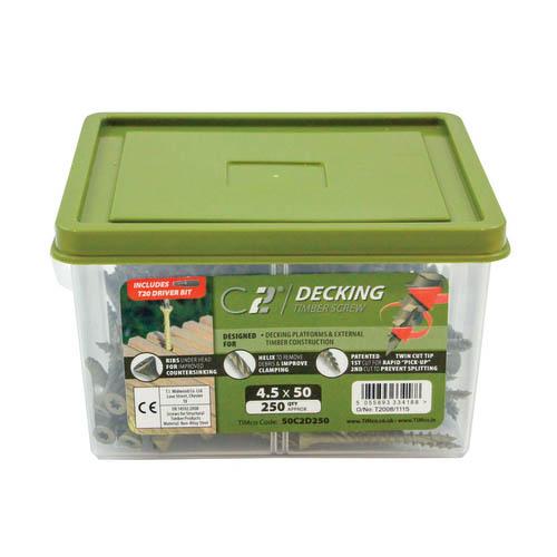 TUB 250 4.5X65MM C2 TIMBER  DECKING SCREWS Image 1