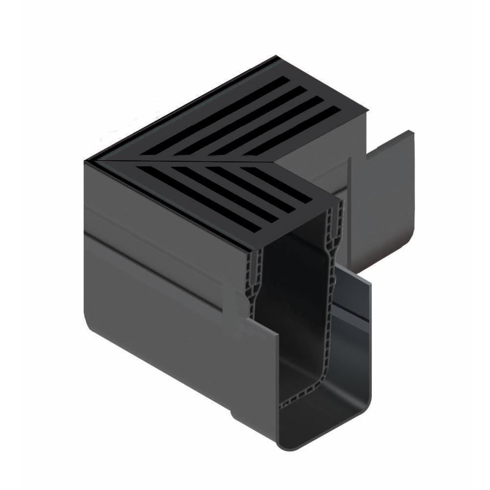 ACO SLIMLINE THRESHOLD CHANNEL DRAIN CORNER UNIT WITH BLACK GRATE Image 1