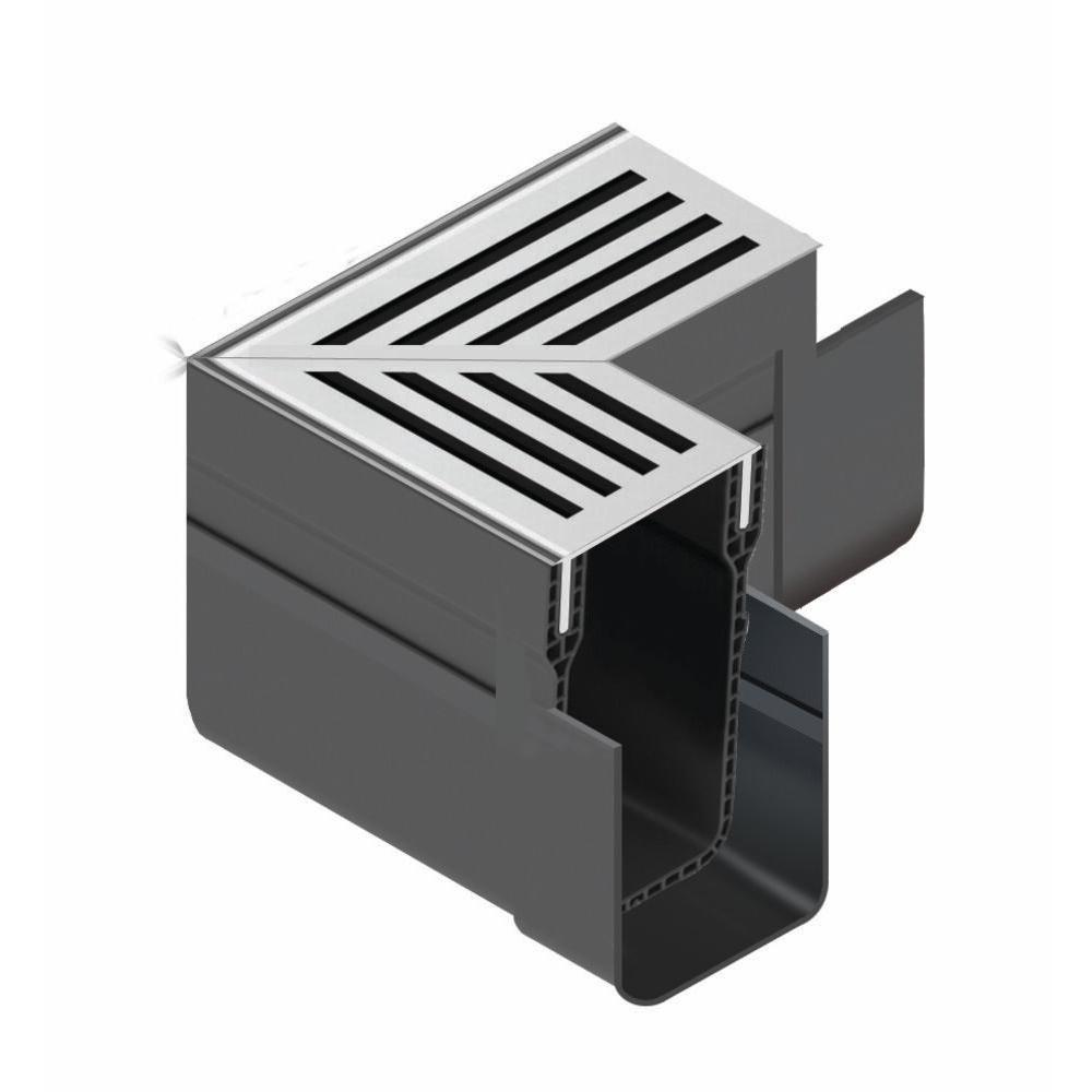 ACO SLIMLINE THRESHOLD CHANNEL DRAIN CORNER UNIT WITH ALUMINIUM GRATE Image 1