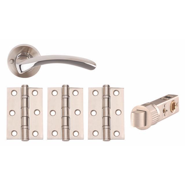 UNION Arc Smart Privacy Door Pack - Satin Nickel/Polished Chrome Dual Finish