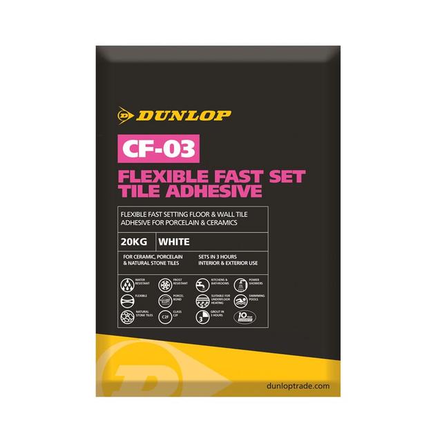 Dunlop White CF-03 Flexible Fast Set Tile Adhesive (20kg)