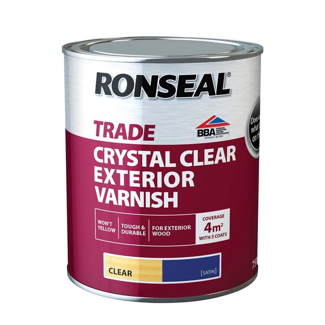 Ronseal Trade Crystal Clear Satin Exterior Varnish (750ml)