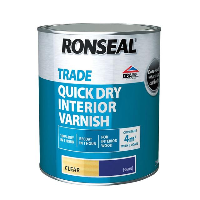 Ronseal Trade Clear Satin Quick Dry Interior Varnish (750ml)