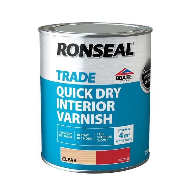 Ronseal Trade Clear Gloss Quick Dry Interior Varnish (750ml)