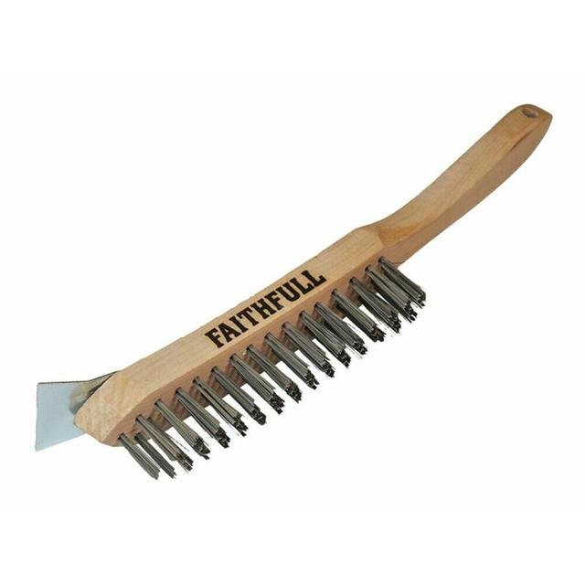 Faithfull 680/4S 4 Row Heavy Duty Scratch Brush & Scraper FAI6804S