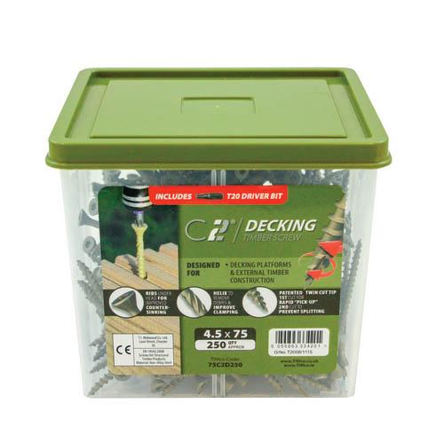 TUB 250 4.5X75MM C2 TIMBER DECKING SCREWS Image 1